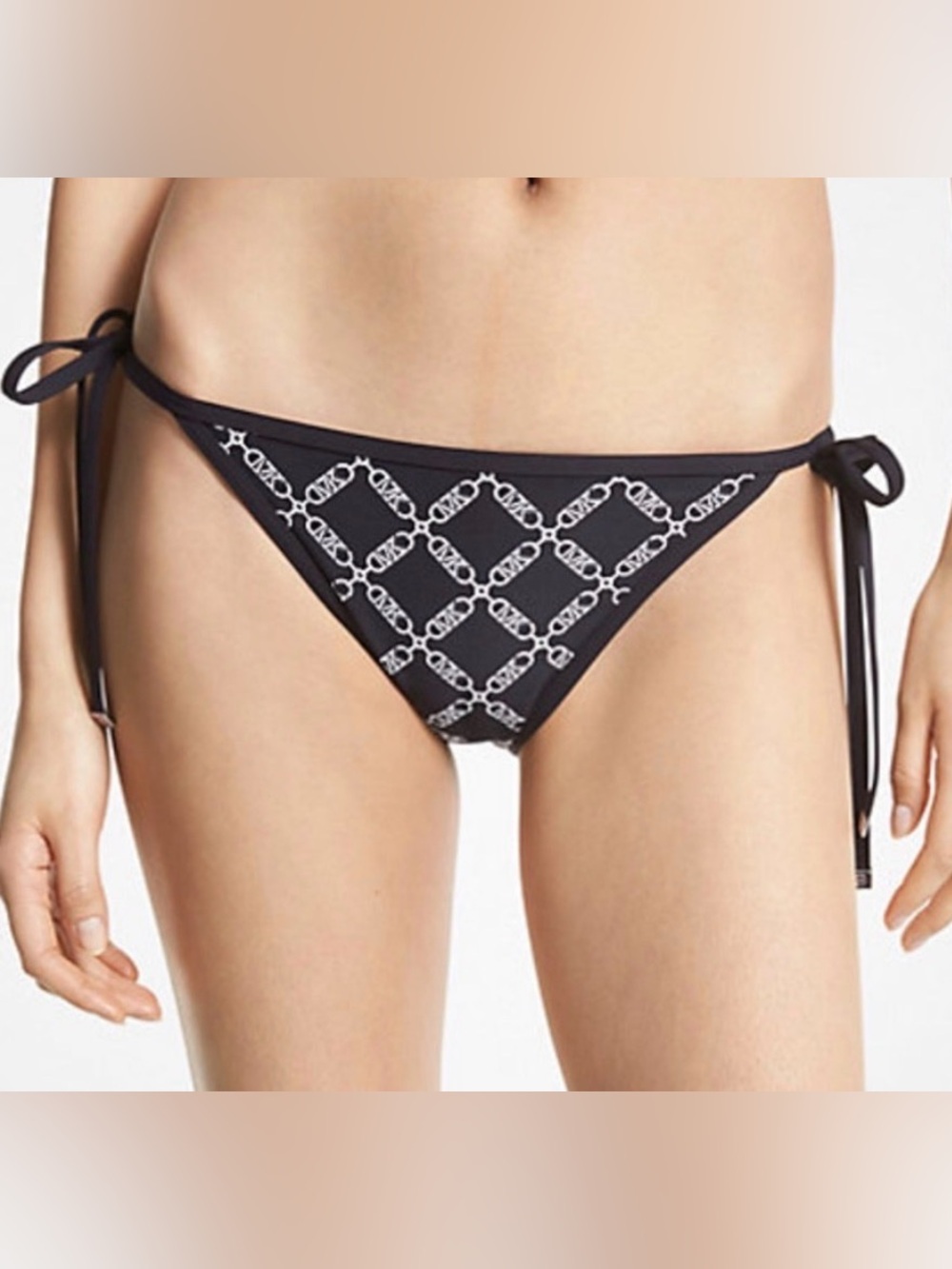 Michael Michael Kors Logo Print Side Tie Bikini Bottom | Black | M | NWT 🖤✨